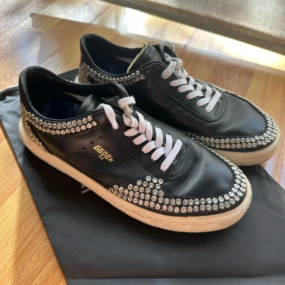 Golden Goose The Tenth Star Studded Sneakers In Black Size 38.